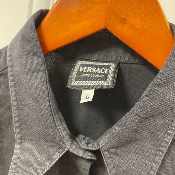 Vintage Versace Jeans Couture Sleeveless Button Up Blouse Black - Picture 2 of 14